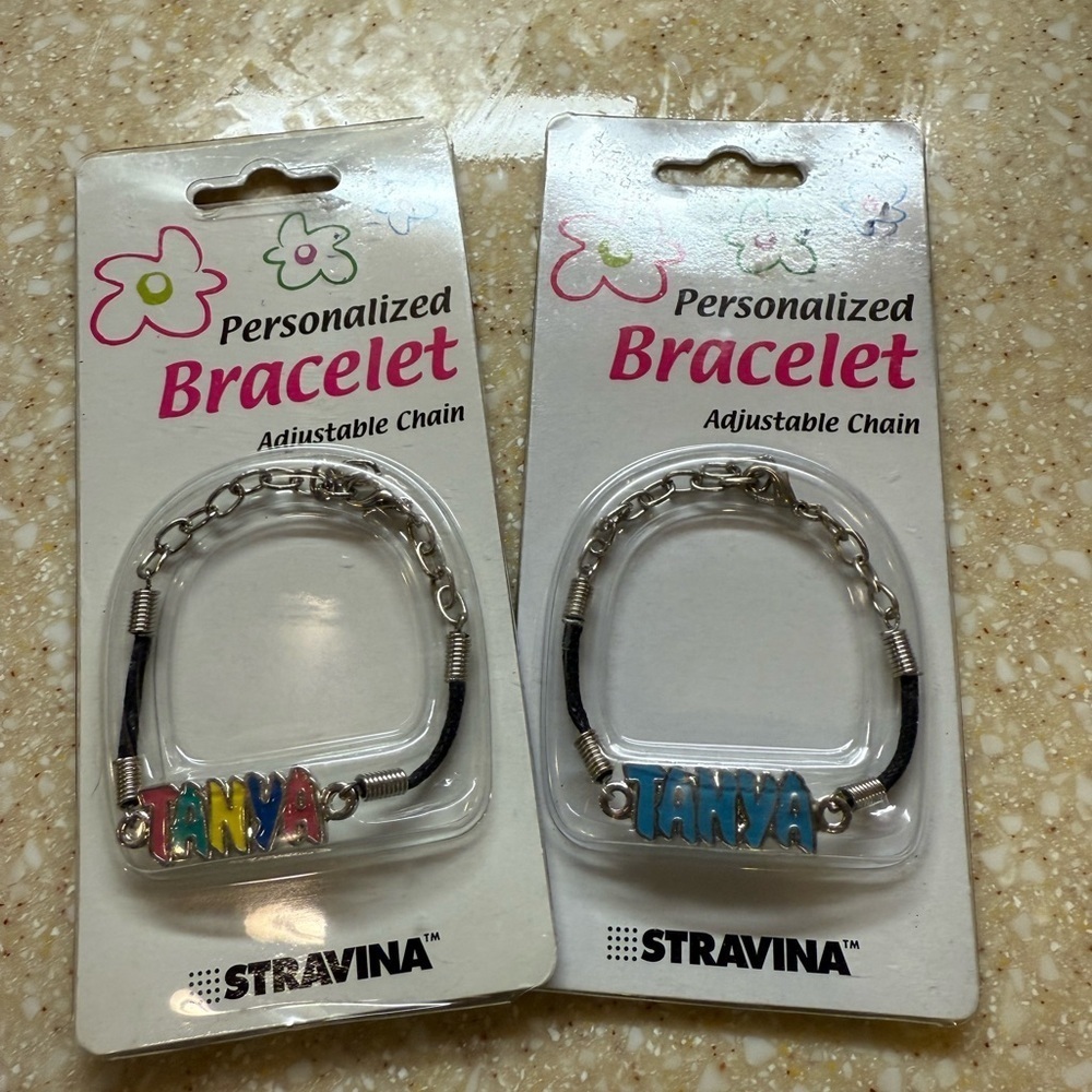 Stravina Personalized Bracelet with Colorful Letters TANYA Lot of 2 NEW